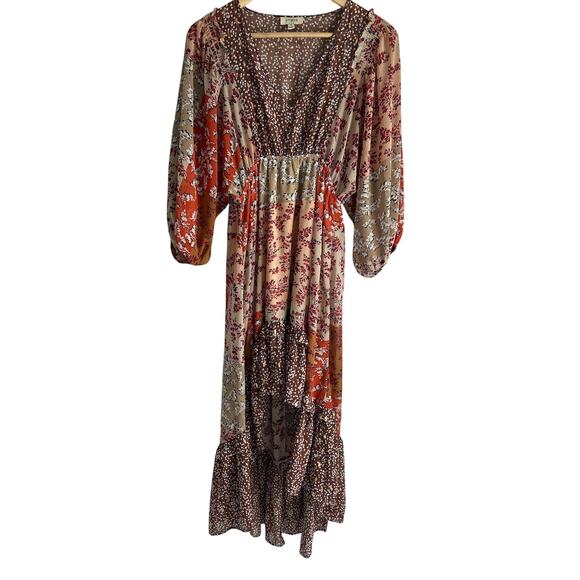 Umgee Women’s Size Medium Floral Mixed Pattern High Low Maxi‎ Dress - Picture 1 of 8
